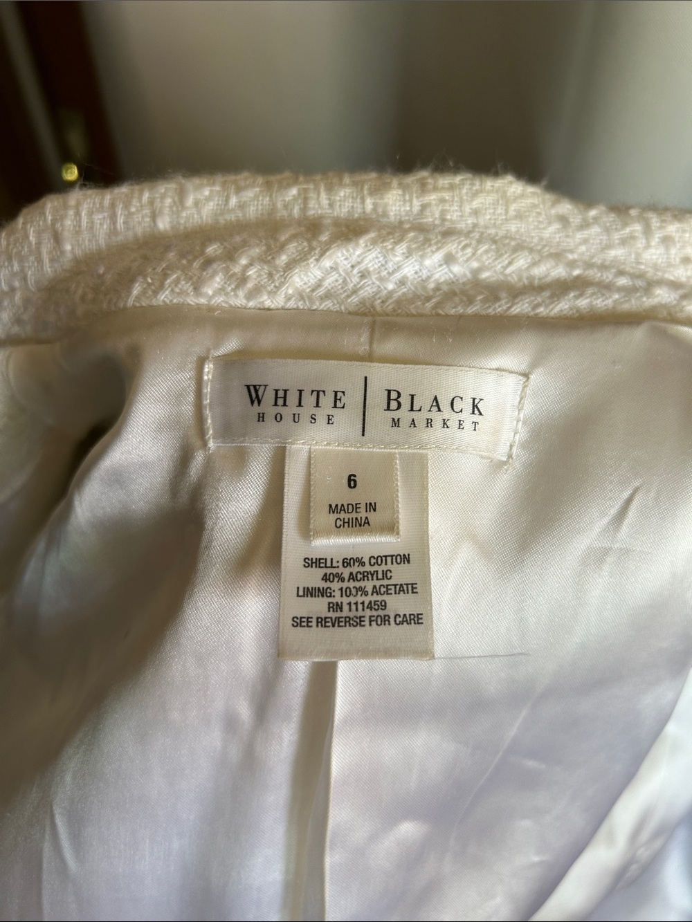 White House Black Market Ivory Fringe-Trim Tweed Blazer - Picture 11 of 11